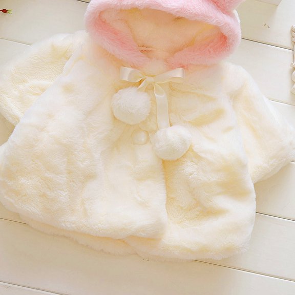 Vedolay Girl Tops Girls Cozy Jacket Fall Winter Casual Fuzzy Outwear Coat,White 18-24Months