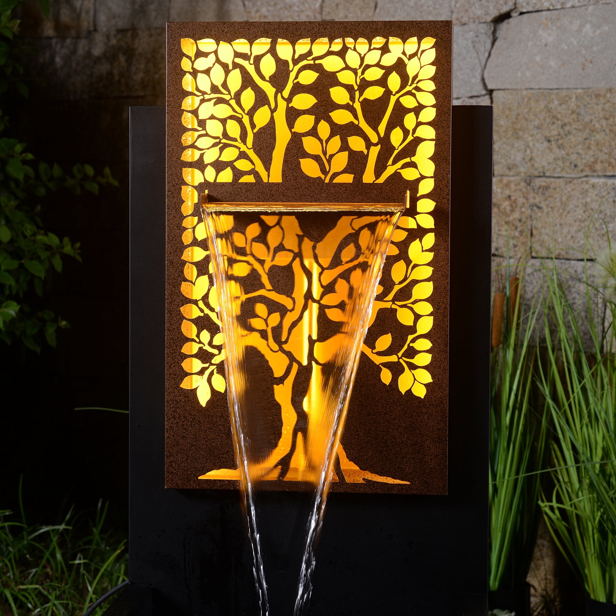 Serenity Grove - Outdoor Metal Square Tree Hollow Fountain