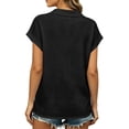 thumbnail image 4 of cocolona Linen Tops for Women Summer Lapel Short Sleeve Loose Blouse Dressy Casual Solid Color Blouses, 4 of 7