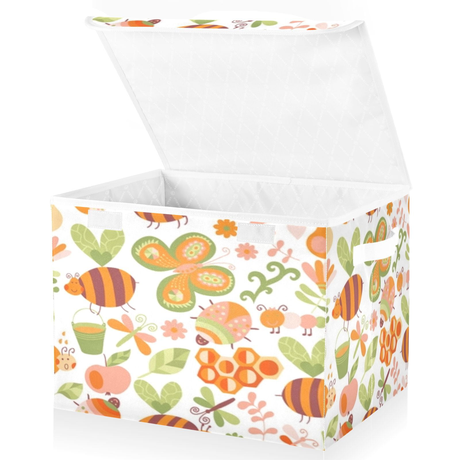 Cute garden insect pattern(2) Foldable Kids Toy Chest with Flip-Top Lid, Collapsible Fabric Toy Storage Organizer/Bin/Box/Basket/Trunk for Toddler