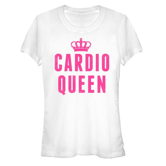 Junior's CHIN UP Cardio Queen  Graphic Tee White Medium