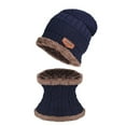 thumbnail image 3 of Fleece Contrast Colors Knitted Warm Winter Hats For Kid Hat+Scarf Two Piece Set, 3 of 3