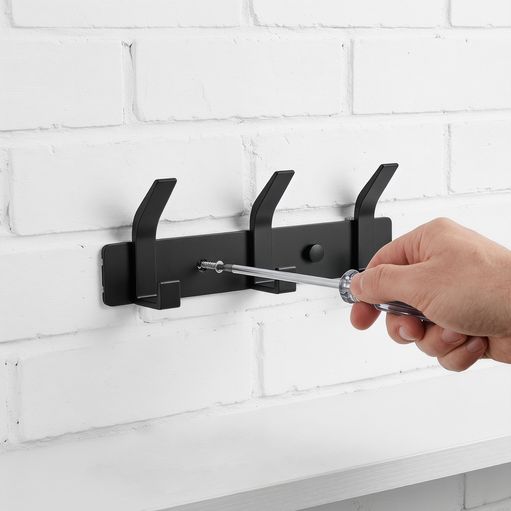 Unique Bargains Coat Rack Wall Mount Metal Hook for Bathroom and Bedroom Black 3 Hooks