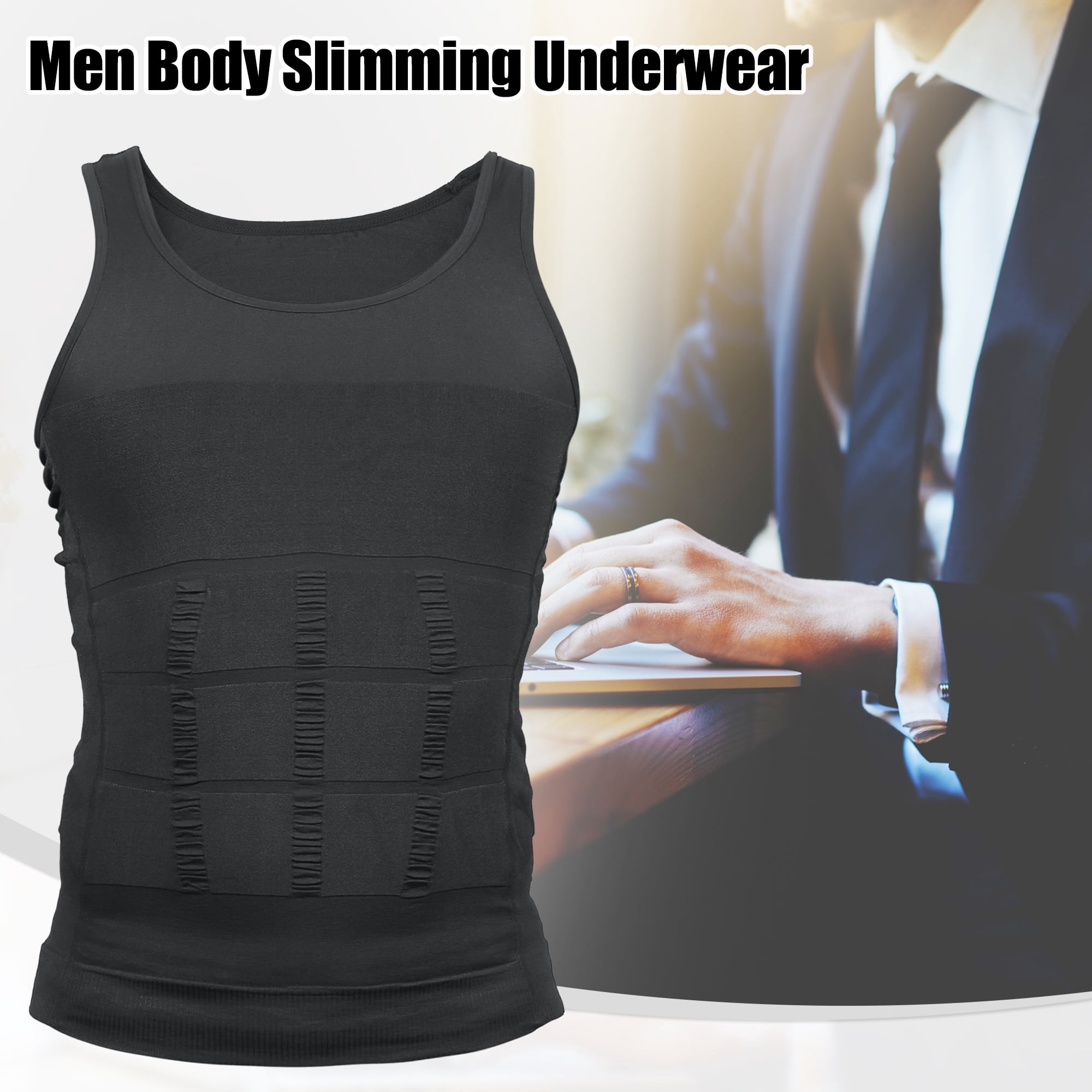 Unique Bargains Men Body Slimming Tummy Shaper Underwear Stretch Shapewear Waist Girdle L Gray