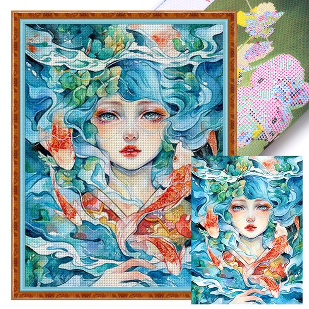 Kit Punto Cruz para Niña Hilo Algodón Ecológico Bordado 11CT 50x65cm