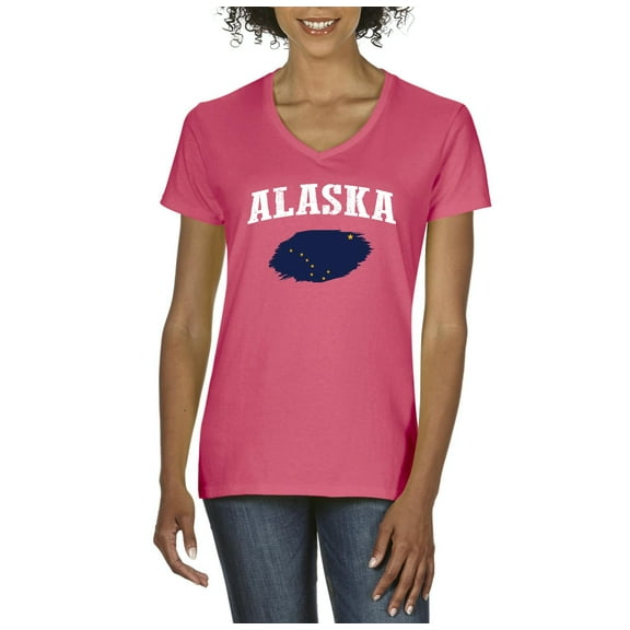 NIB - Women's T-Shirt V-Neck Short Sleeve - Alaska Flag