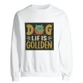 thumbnail image 2 of FLORID Men's Round Neck Sweatshirt White Life is Golden Dog Gift Hippo Sweatshirt White, 2 of 5