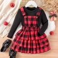 thumbnail image 2 of TJAZFJPA Tenue Fraise Bébé Fille Prématuré Filles Tout-Petits Printemps Hiver Manches Longues Hauts à Carreaux Rouges Jupe à Bretelles Ensemble 2 Pcs Vêtements Tenue de Pom-Pom Girl, 2 of 6