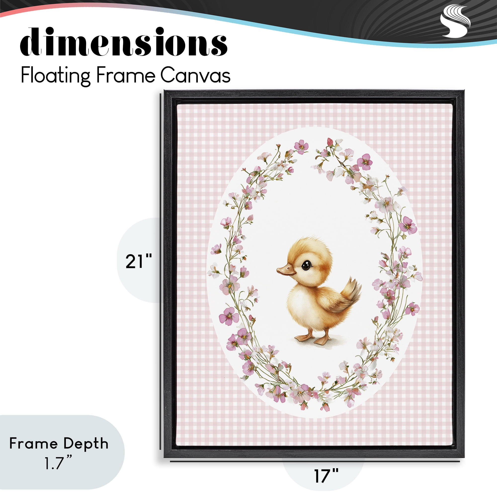 Stupell Industries Spring Gingham Duckling Black Framed Floater Canvas Wall Art, design by Christine Simpson Art