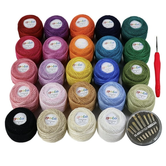 golo 24 Skeins  Crochet Thread Balls Size 10 Crochet Yarn 10gX24 Crochet Thread Set Crochet Cotton Yarn