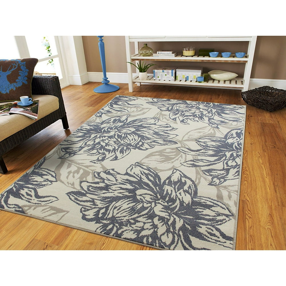 Century Rugs Large Rugs for Living Room 8x10 Gray Black Navy Ivory