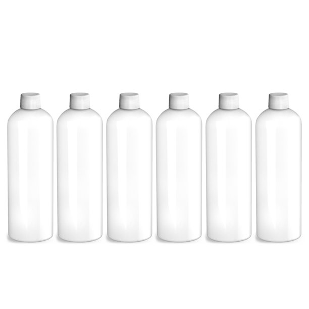 Download White PET Plastic Bottle - Cosmo 480 ml (16 oz) - 24/410 Neck - with White Plastic Threaded Cap ...