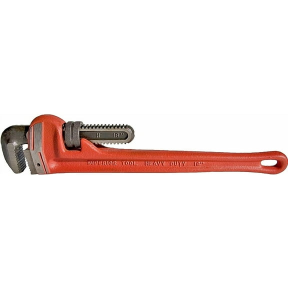Superior Tool 02818 Heavy Duty Cast-Iron Handled Pipe Wrench, 18"