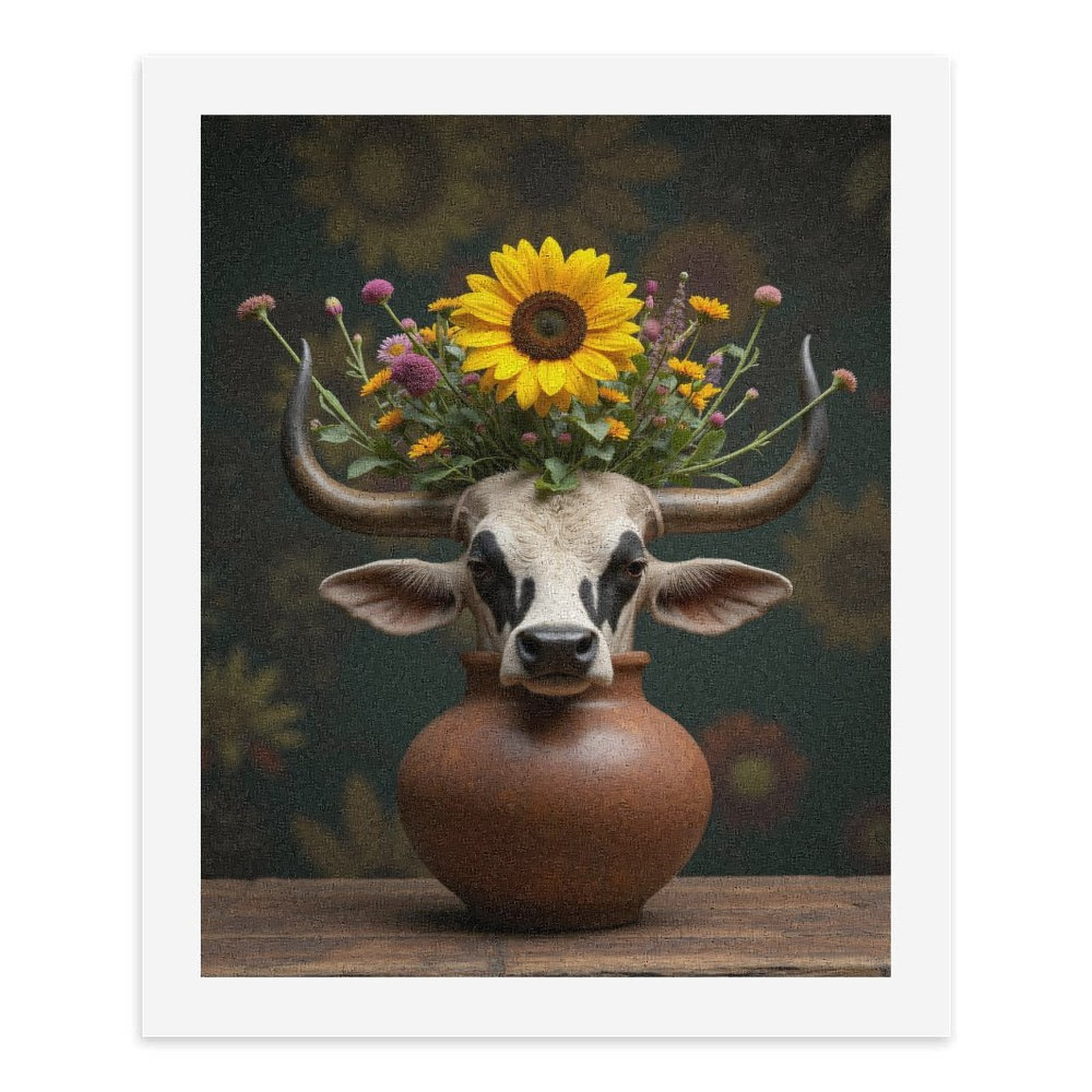 Paint By Numbers Kit for Adults Beginner - DIY Cow Flower Vase Art Canvas Painting Kits for Adults, Frameless Paint By Number for Adults for Home Wall Decor 16x20 Inch