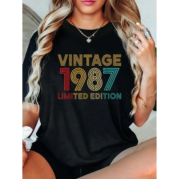 100% Cotton Cotton 35 Years Old Vintage 1987 Limited Edition 35th Birthday T-Shirt