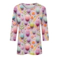 thumbnail image 4 of Easter Bunny Shirts for Womens 3/4 Sleeve Eggs Graphic Print Summer Tops Womens Funny Crew Neck Casual Tees 3XL, 4 of 6