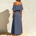 thumbnail image 3 of Karymi Off-the-Shoulder Ruffle Maxi Dress, Elastic Waist Side Split Chiffon Gown, Casual Summer Wedding Guest Beach Party Dress Easter Dresses for Women, 3 of 8