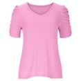 thumbnail image 5 of ECZHAW Womens Summer Tops,Women's Short Sleeve Cotton T-Shirts V Neck Ribbed Slim Fit Tops Ladies' Casual Summer Basic Tee,, 5 of 6