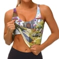 thumbnail image 3 of Daiia Dreamy Mushroom House Printed Women's Sports Bra, Breathable Activewear Bra with U-Back Design and Removable Pads, Comfortable and Supportive for Yoga, Workout-Large, 3 of 8