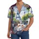 thumbnail image 1 of Balery Parisian Cafe With Eiffel Camisa Casual de Manga Corta con Botones para Hombre, Texturizada, Estilo Cubano, para Playa, Verano-X-Large, 1 of 5