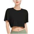 thumbnail image 2 of Antinious Summer Tops for Women Trendy,Sweatshirt for Women,Fashion Ladies Short Sleeve Crewneck Comfy Regular Casual Tank,Black,L, 2 of 4