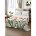 thumbnail image 3 of King Size Flat Sheet Only, Spring Floral Soft Brushed Microfiber Bed Sheets, Summer Colorful Tulip Botanical Vintage Hotel Quality Breathable Bedding Top Sheet, Easy Care, 105"x98", 3 of 9