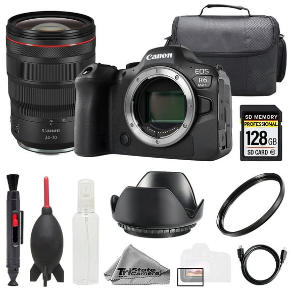Canon EOS R6 II Camera   RF 24-70mm f/2.8L IS USM Lens  128GB  Bag  UV Filter- Basic Kit (International Version)