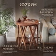 thumbnail image 2 of COZAYH Table d'Appoint Style Ferme, Table d'Appoint Ronde Rustique avec Pattes à Motifs en X, Brun, 2 of 12