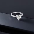 thumbnail image 4 of Gem Stone King 925 Sterling Silver White Topaz Engagement Ring for Women (2.14 Cttw, Heart Shape 8MM, Gemstone Birthstone, Available in Size 5, 6, 7, 8, 9), 4 of 5