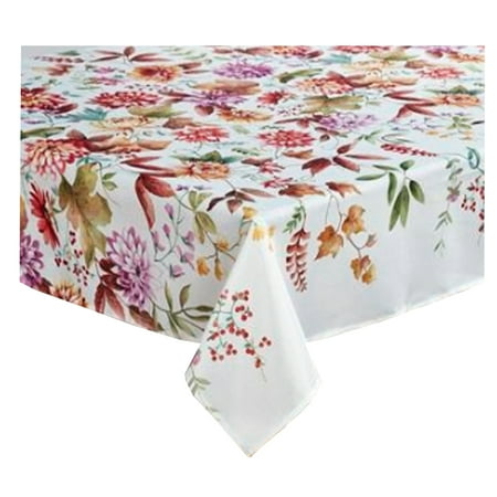 

Fall Blossoms Tablecloth Flowers Leaves Berries Multi-color Benson Mills (60 x 84 Oval)