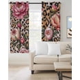 thumbnail image 2 of Pink Flowers Blackout Curtains, Light Blocking Print Window Curtains, Leopard Spot Vintage Floral Country Plants Thermal Insulated Window Drapes for Living Room Kitchen Cafe 2 Panels, 84"W x 84"L, 2 of 9