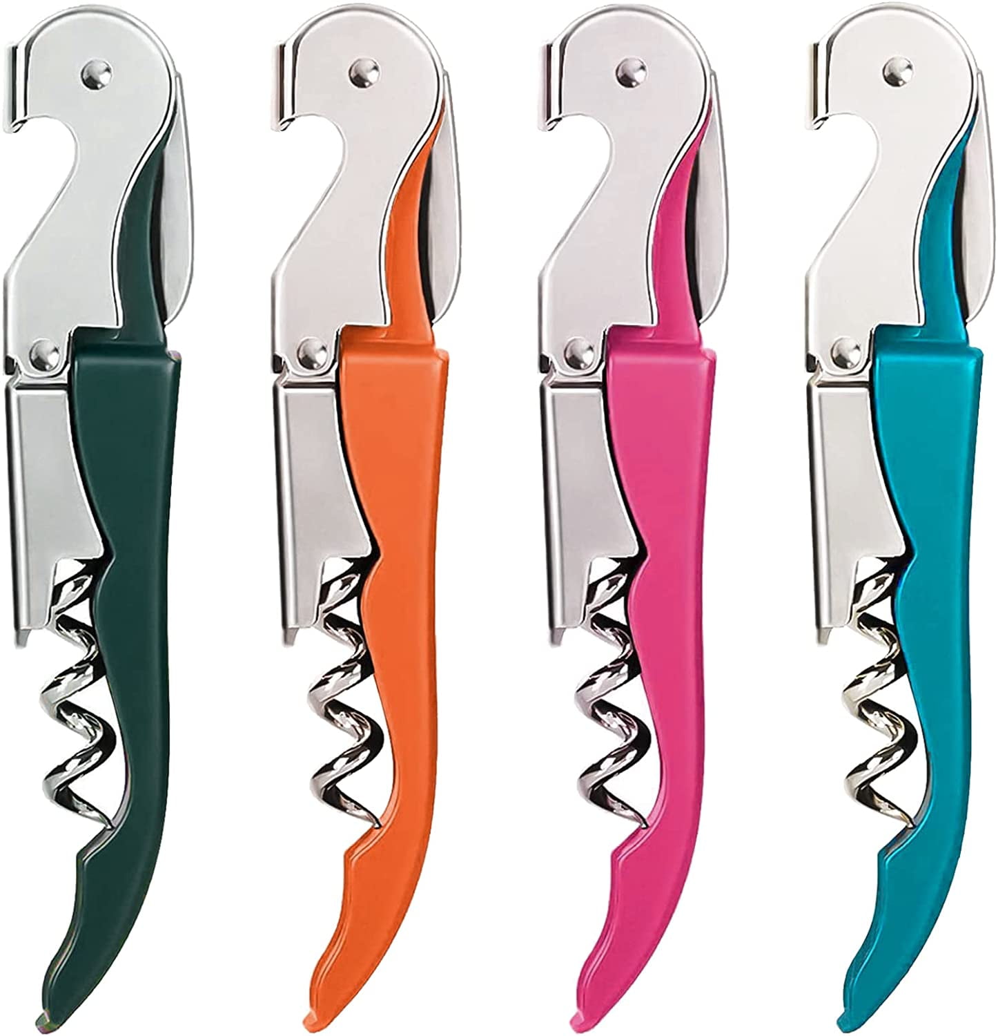 Waiter Corkscrew Wine Opener 4Pack Rosy Orange Dark Green Blue