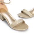 thumbnail image 3 of BURUDANI Women's Open Toe Low Pump Sandal Ankle Strap Buckle Block Heel Sandals Gold-Glitter Size 7.5, 3 of 9
