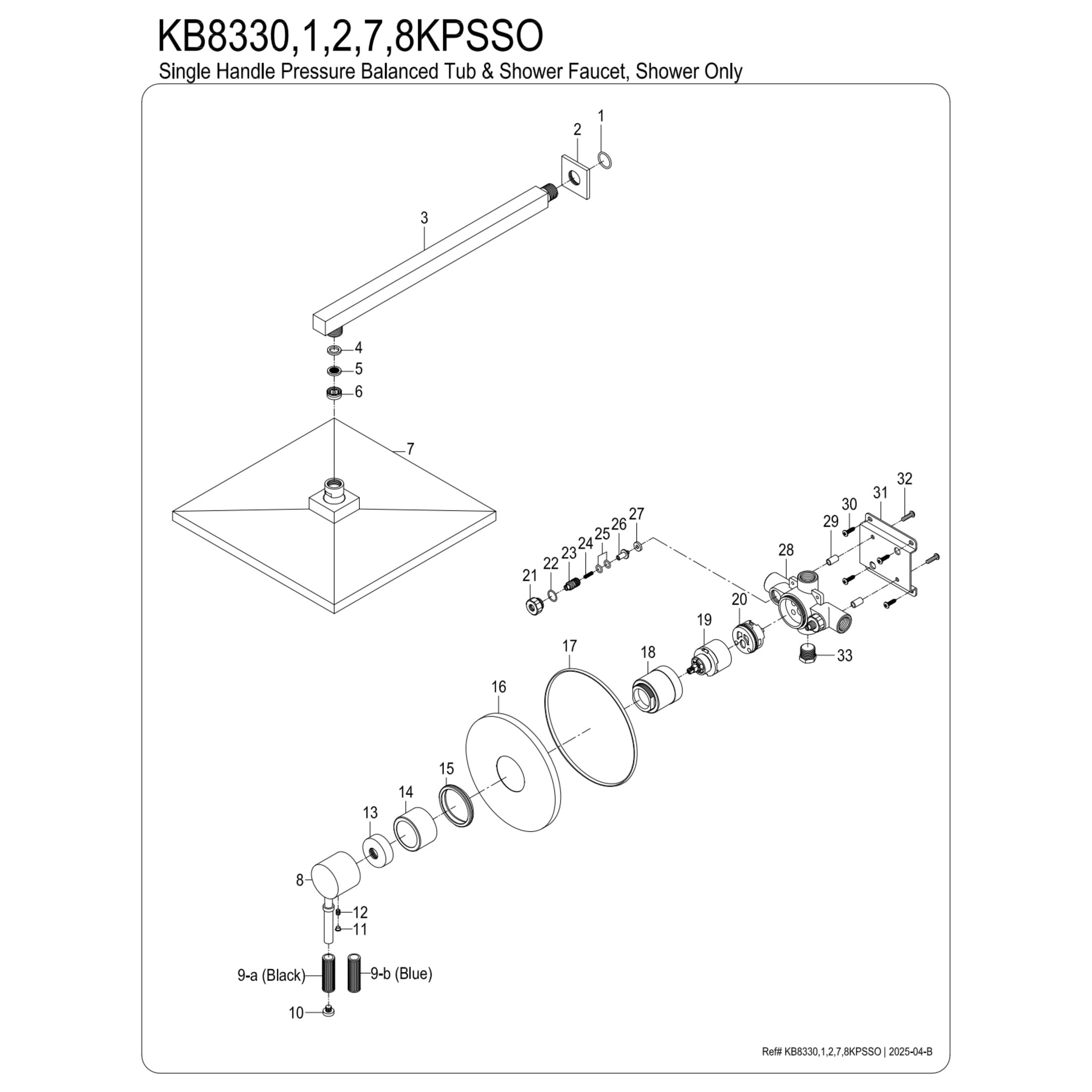 Kingston Brass KB8338KPSSO Verona Single-Handle Pressure Balanced Shower Faucet, Brushed Nickel