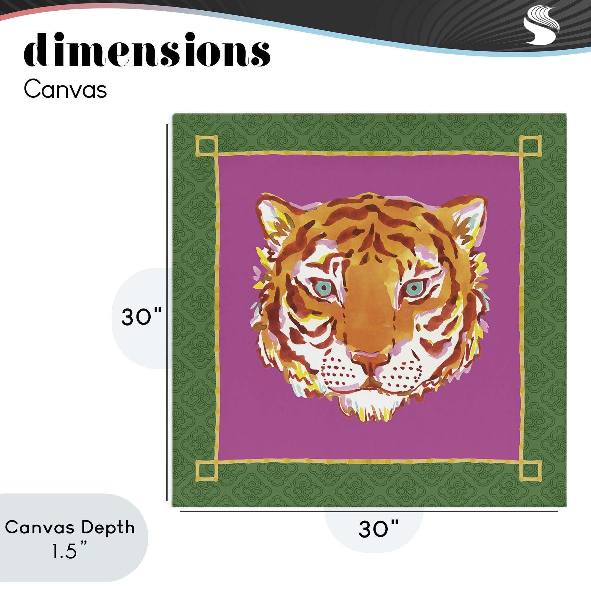 Stupell Industries Bordered Exotic Tiger Portrait Canvas Wall Art, design by Karolina Sato