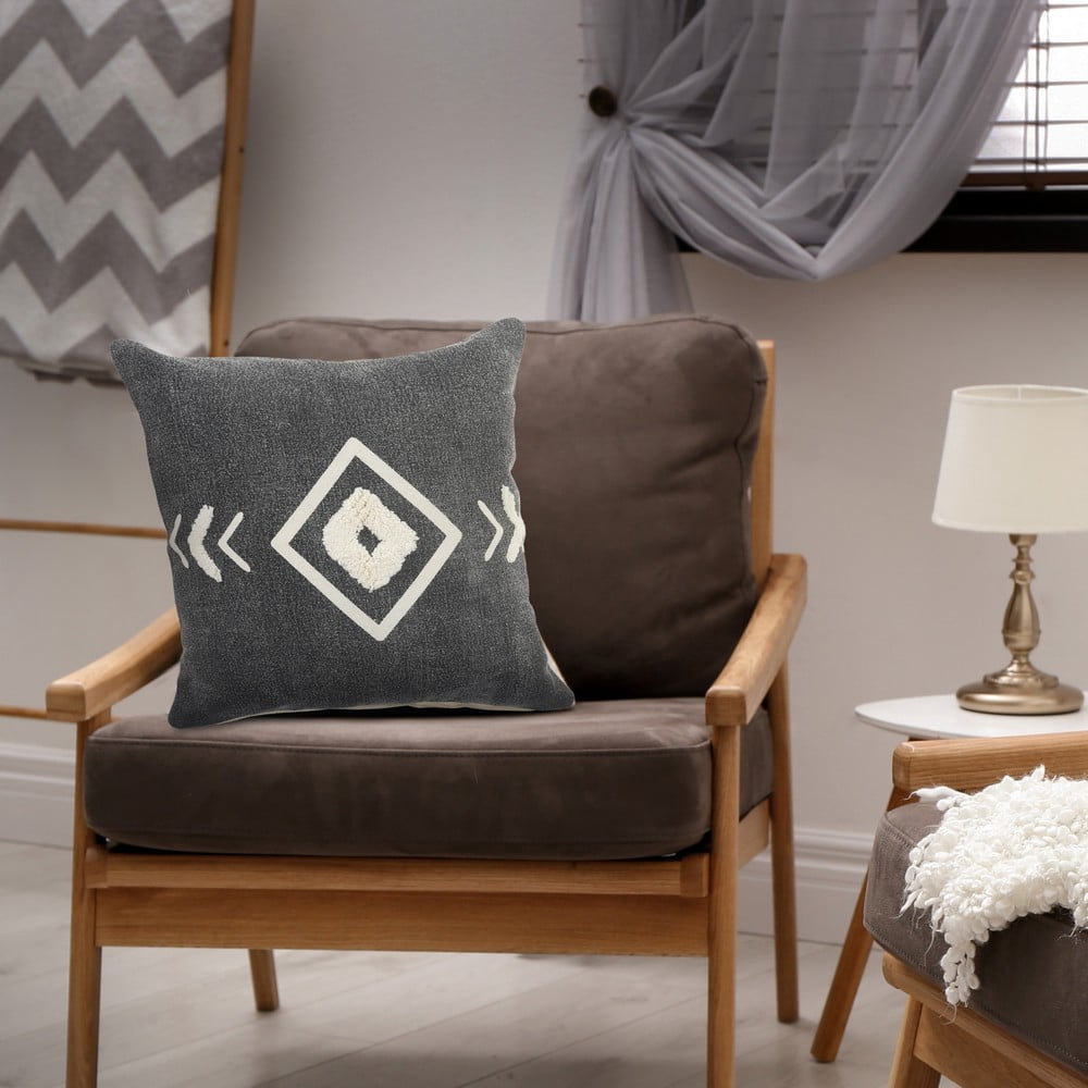 Ox Bay 20" x 20" Hand-Woven Black/ Cream Tribal Organic Cotton Pillow Cover