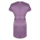 thumbnail image 5 of Vestido de Manga Corta para las Mujeres, Color Sólido Encaje Hasta Cintura Retracta Satén Tenedor Dividido, Cuello Redondo Midi, 5 of 8