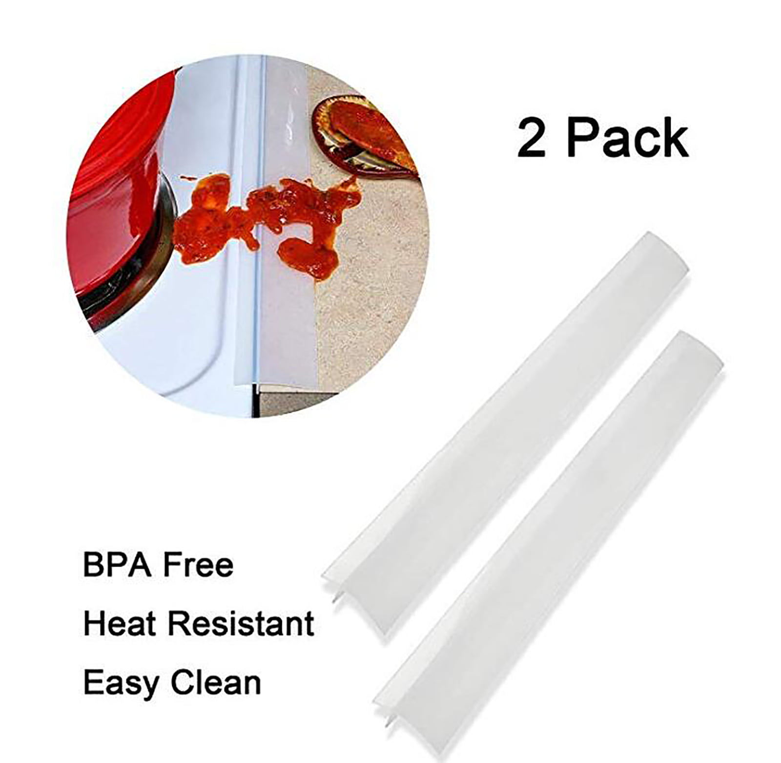 2pcs/set Kitchen Heat Resistant Silicone Stove Counter Gap Cover Seal Pad Filler 