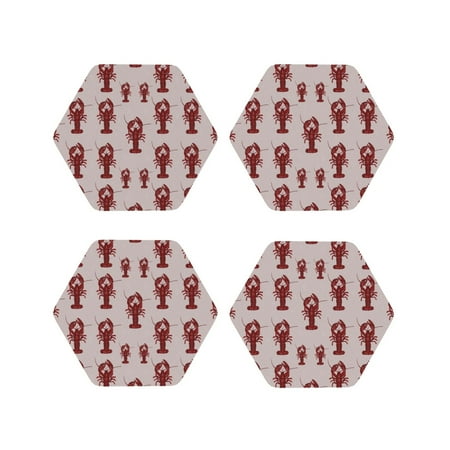 

Tideii Red Lobster With Claws for Leather Coasters 4 Pieces Anti-fouling and Anti-scalding Decorative Coasters Suitable for Restaurants Kitchens Coffee Shops-Hexagon