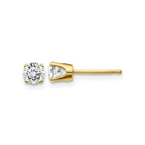 3/5 Carat (Ctw I1, J-K) Diamond Solitaire Stud Earrings in 14K Yellow Gold for Women
