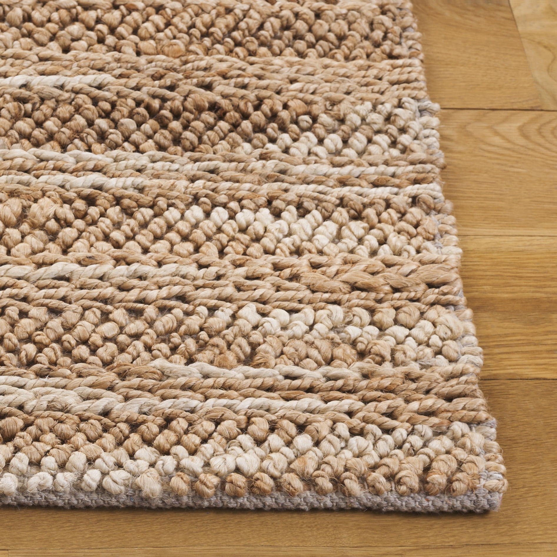 SAFAVIEH Natural Fiber Couture Hattie Striped Area Rug, Natural, 6' x 6' Square