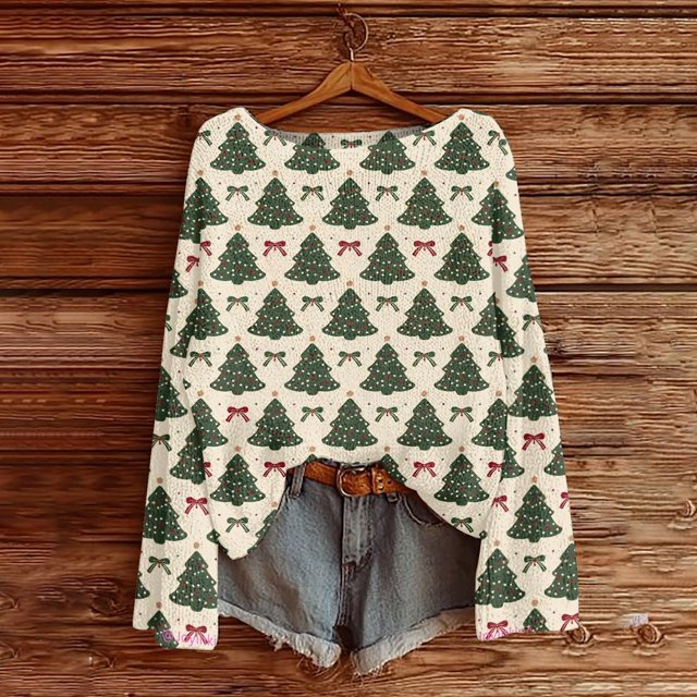 Chandails d'Hiver Grande Taille pour Femmes Chandails de Noël pour Femmes 2025 Col Rond Hiver Vacances Mignons Pulls Kaki m