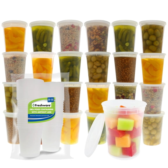 Freshware 24-Set of 32 oz BPA-Free Food Storage Containers with Lids