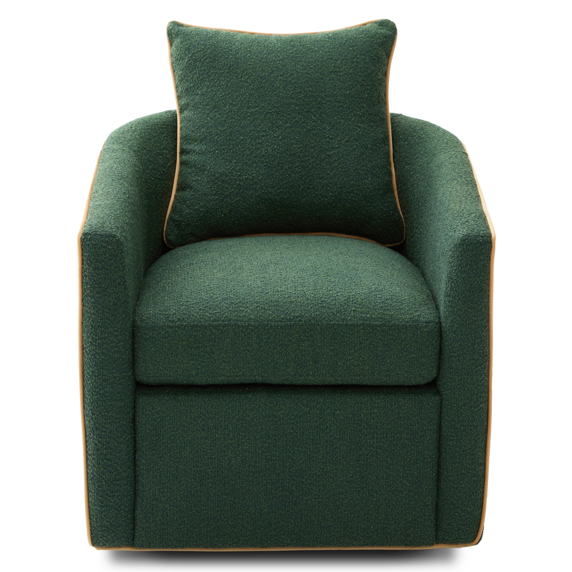 Leumius Swivel Accent Chair, Upholstered Club Chair Barrel Sofa Chair for Living Room, Reading Corner and Small Spaces, Green