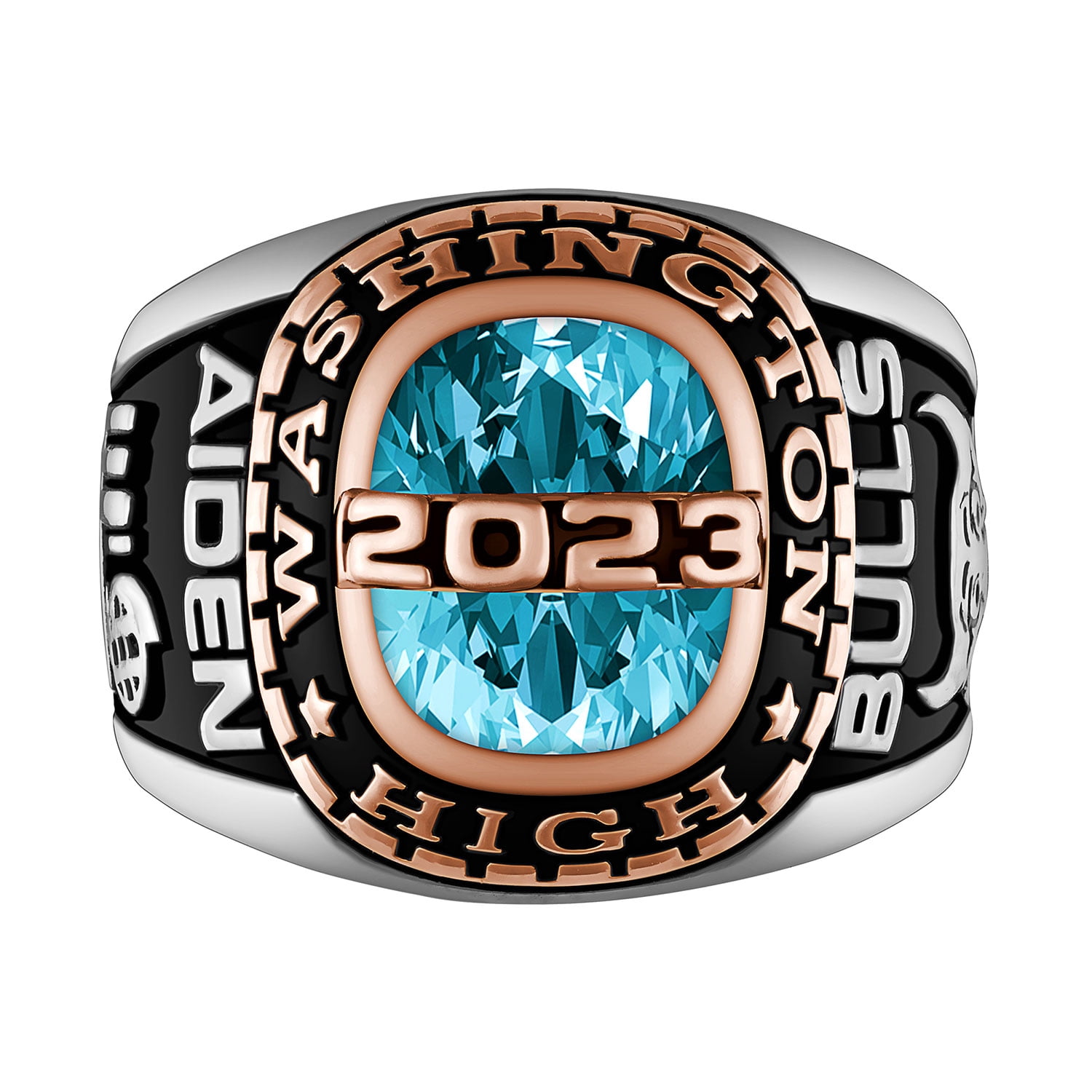 Order Now for 2025 Graduation, Freestyle Men's 2-Tone Birthstone Class Ring, Personalized, High School or College Graduation