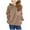 Khaki, variant on KAUOD Teen Girls Half Zipper Fleece Coats Soft Fuzzy Pullover Hooded Coats with Pockets Kids Padded Warm Sherpa Outwear