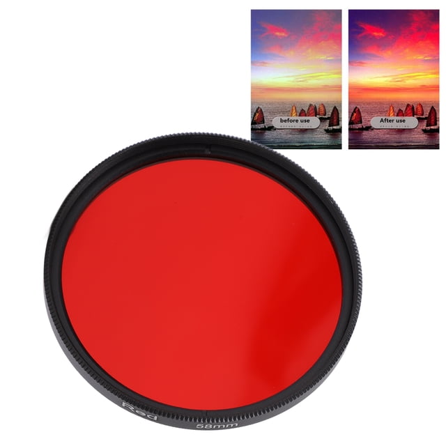 Filtre d'Objectif Rouge, Filtre d'Objectif de Caméra Fileté en Verre Optique Couleur Rouge Cadre en Alliage d'Aluminium Durable Installation Facile pour Objectif de Caméra