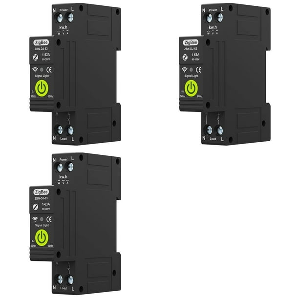 3X Tuya Zigbee Disyuntor Inteligente Temporización Medición Bidireccional Fotovoltaica Medidor de Energía Recierre Automático
