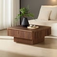 thumbnail image 5 of Kevinplus 35.43" Modern Handcraft Drum Coffee Table for Living Room, Lift Top Wooden Coffee Table with Hidden Storage Space, Walnut, 5 of 9