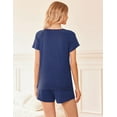 thumbnail image 3 of Ensemble de Pyjama 2 Pcs pour Femmes Manches Courtes Vêtements de Nuit Doux Col Rond Ensemble de Shorts Imprimés avec Poches P-TTG, 3 of 5